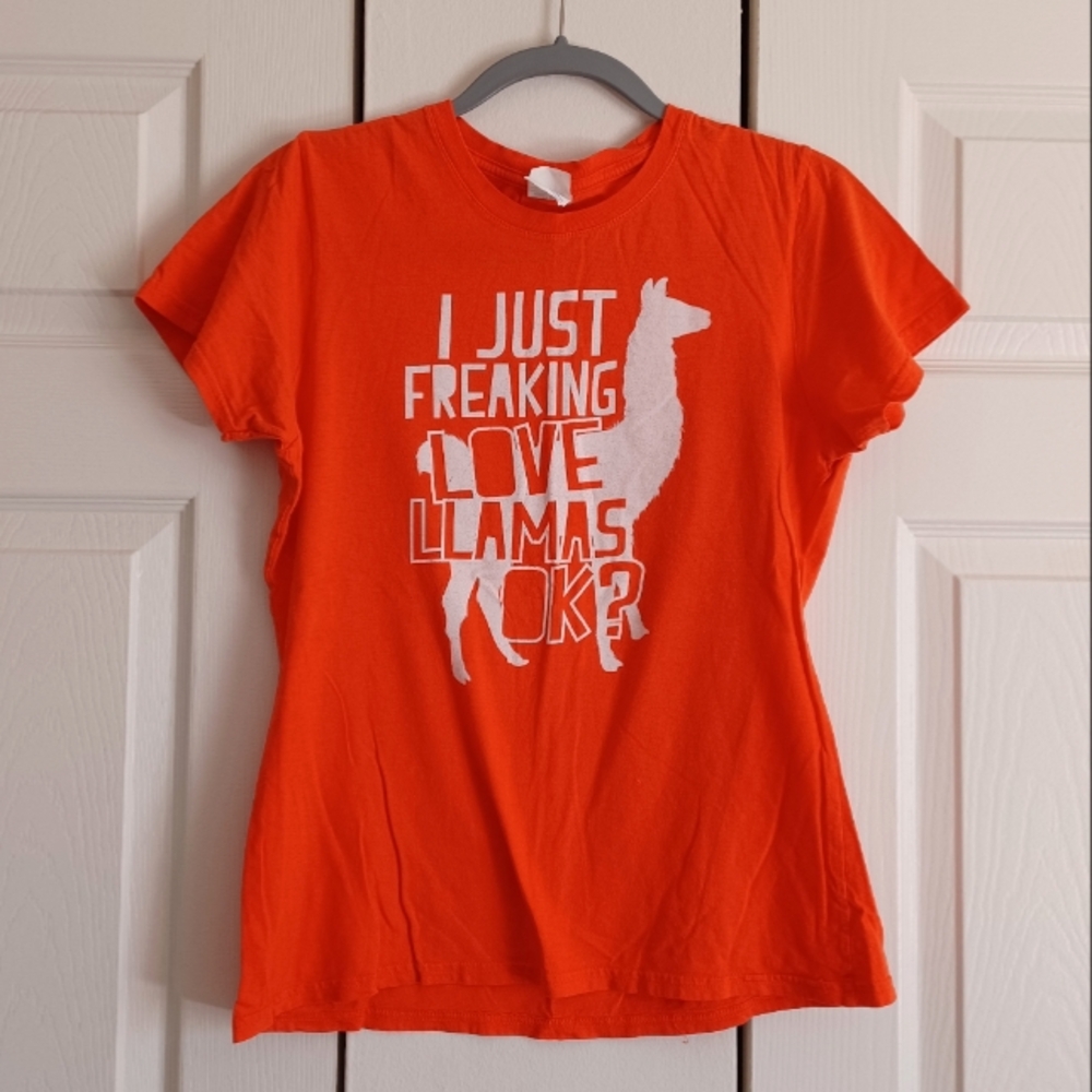 3 For $15 / Women's Bright Orange Llama Graphic T-Shirt, Fun Shirt